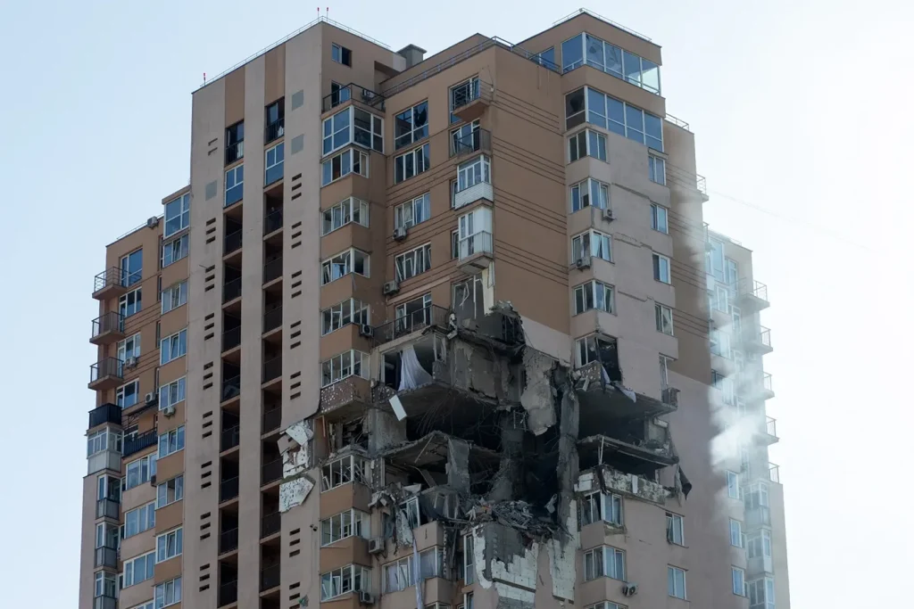 Kiyv Building Struck by an Air Attack